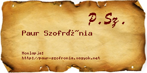 Paur Szofrónia névjegykártya